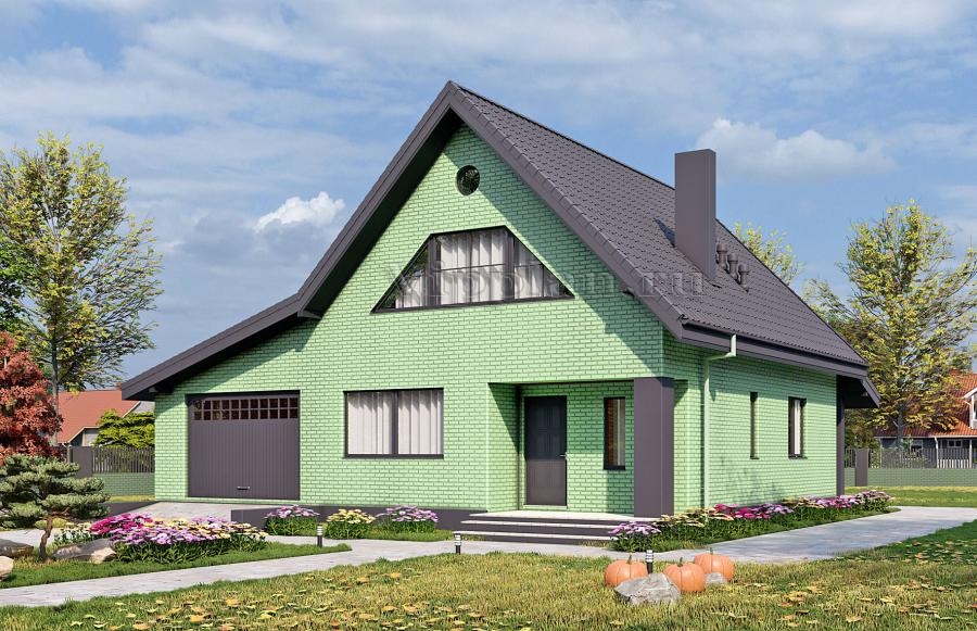Одноэтажный дом с мансардой, подвалом и гаражом