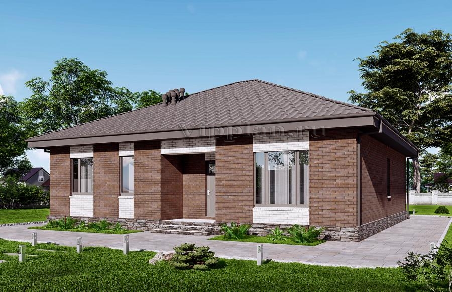 Одноэтажный дом с большой гостиной и двумя спальнями