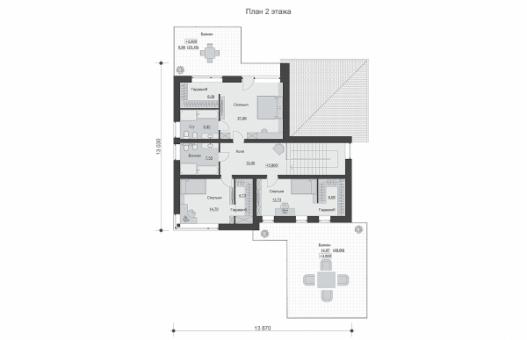 Двухэтажный дом с четырьмя спальнями, террасой и балконом