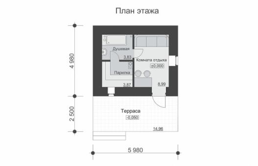 Баня с террасой и облицовкой кирпичом