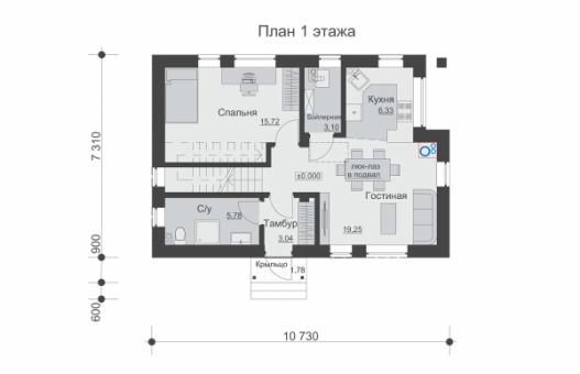 Двухэтажный с подвалом, кухней-гостиной и четыремя спальнями